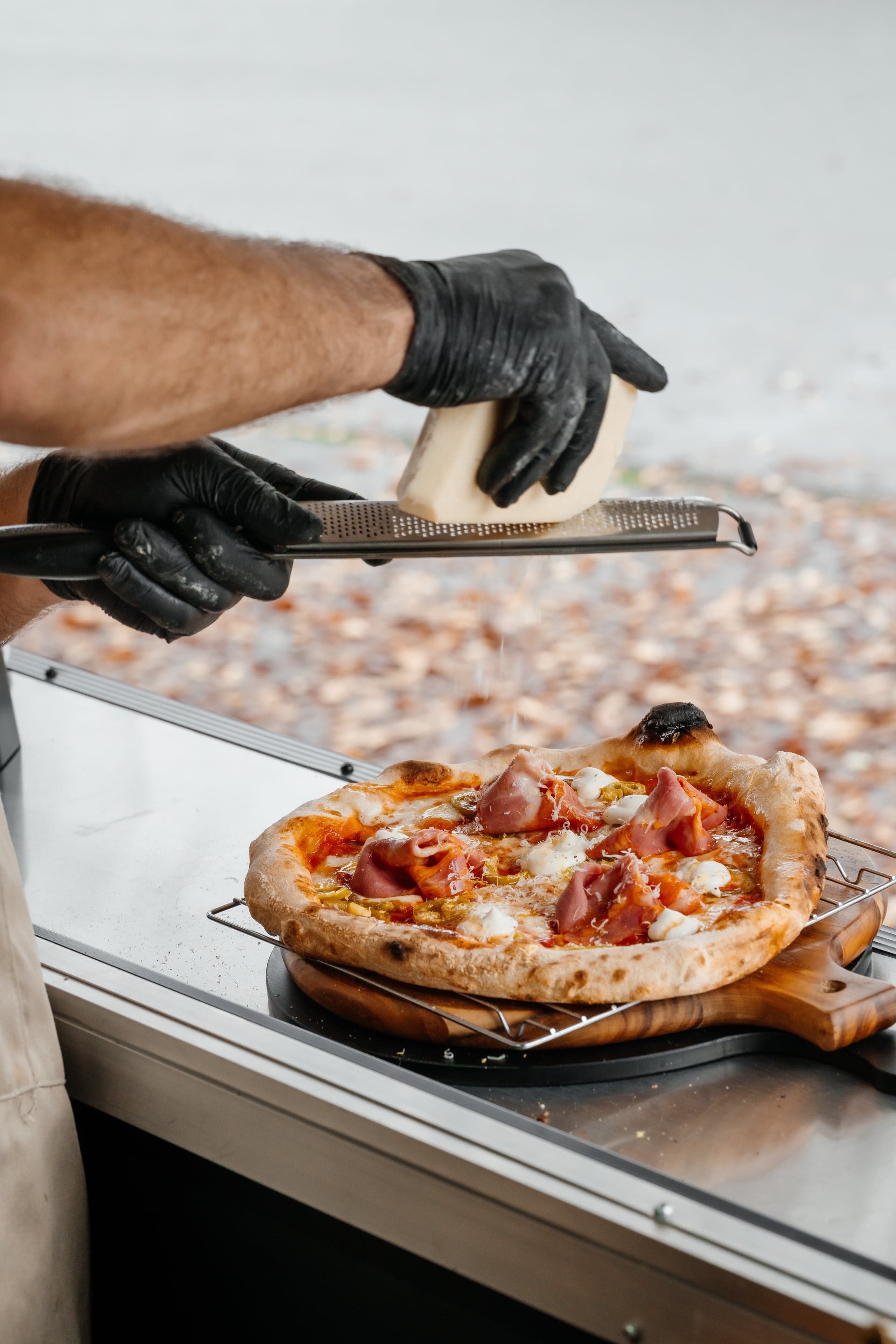 Fresh Neapolitan pizzas prepared for corporate drop-off catering delivery in Seattle